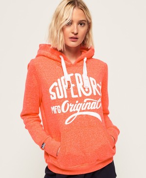 Superdry MFG Női Kapucnis Pulóver Korall/Fehér | UELKJ8491